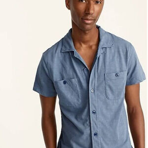 J. Crew Harbor Shirt Garment-dyed Slub Cotton Pocket Button up Camp Collar S/S M